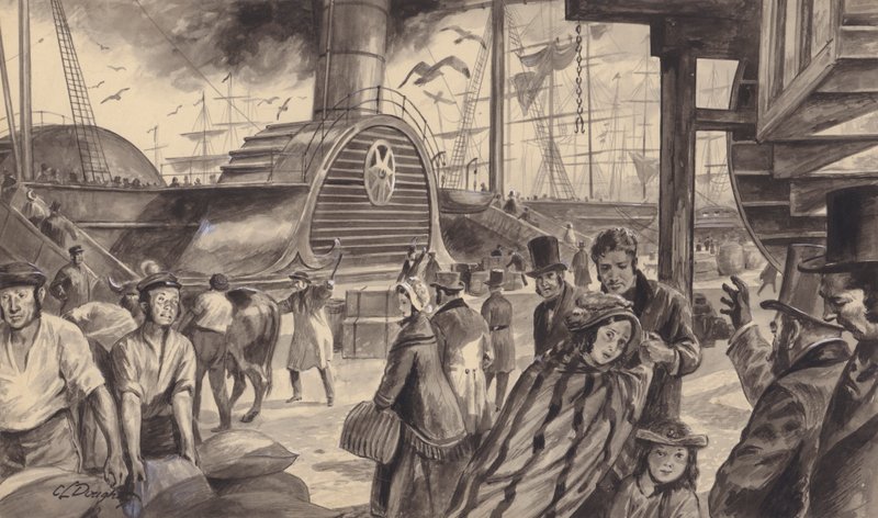 Das Dampfschiff Britannia der Cunard Company, das 1840 einen zweiwöchentlichen Dienst nach Amerika begann von C.L. Doughty