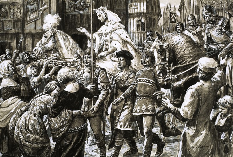 Das englische Volk begrüßt die Rebellenarmee von Königin Isabella und Roger Mortimer von C.L. Doughty