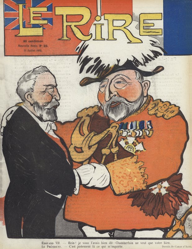 Präsident Loubet von Frankreich und König Edward VII. Illustration für Le Rire von Caran d Ache
