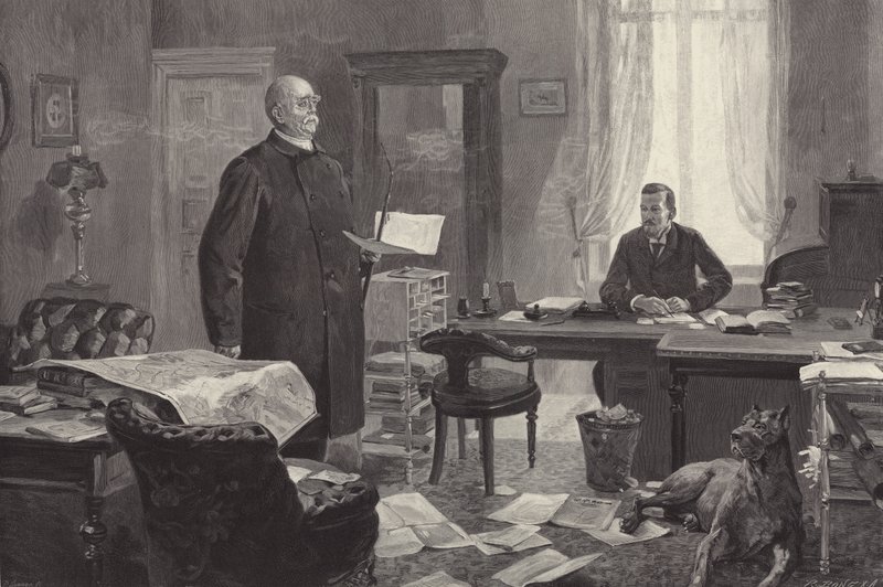 Bismarck diktiert seine Memoiren (Gravur) von Carl Ludwig Friedrich Becker