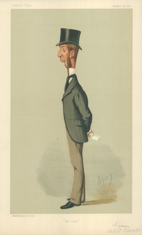 Mr. Rowland Winn, Die Peitsche, 29. August 1874, Vanity Fair Karikatur von Carlo Pellegrini