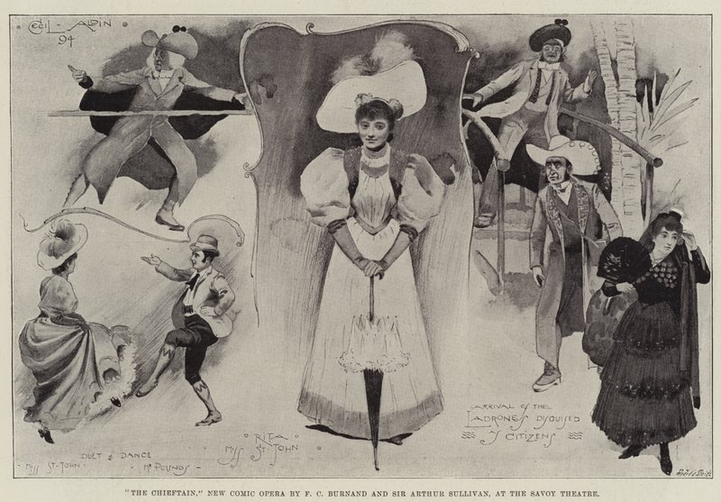 Der Häuptling, Neue Komische Oper von F. C. Burnard und Sir Arthur Sullivan, im Savoy Theatre von Cecil Charles Windsor Aldin