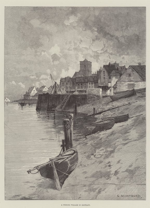 Ein Fischerdorf in der Bretagne von Charles Auguste Loye