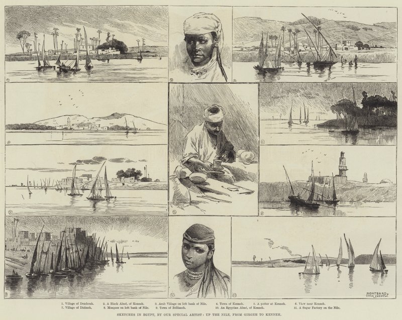 Skizzen in Ägypten, den Nil hinauf, von Girgeh nach Kenneh von Charles Auguste Loye