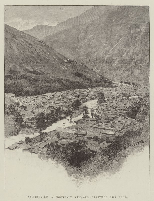 Ta-Chien-Lu, ein Bergdorf, Höhe 8400 Fuß von Charles Auguste Loye