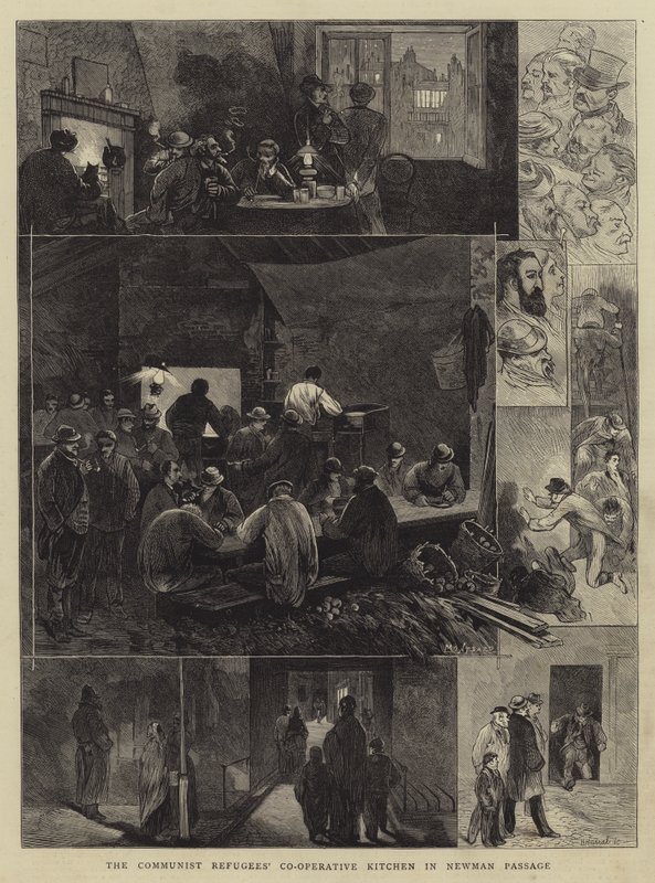 Die kommunistische Flüchtlingsgenossenschaftsküche in Newman Passage von Charles Auguste Loye