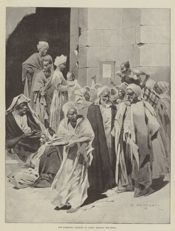 Die Hochzeit des Khediven in Kairo, die Nachrichten lesen von Charles Auguste Loye