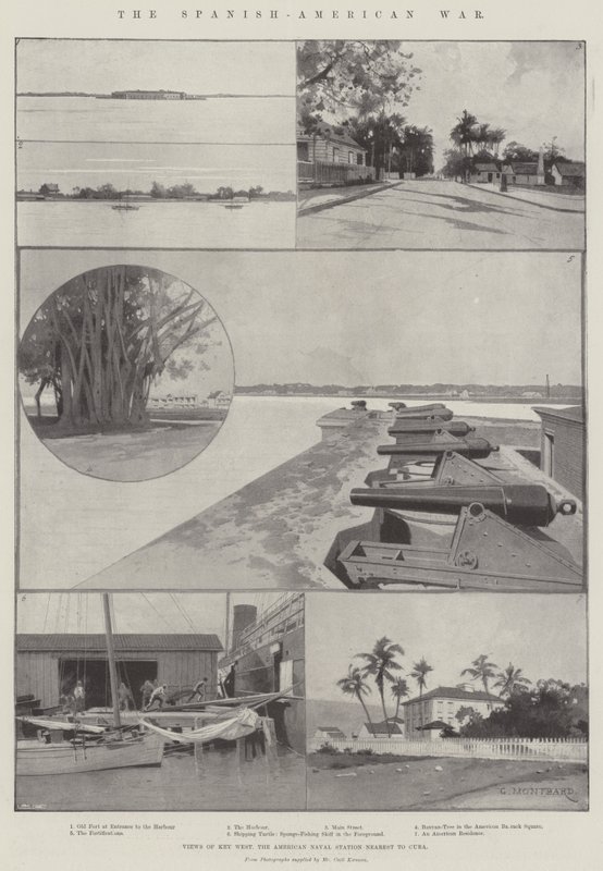 Der Spanisch-Amerikanische Krieg, Ansichten von Key West, der amerikanischen Marinebasis in der Nähe von Kuba von Charles Auguste Loye