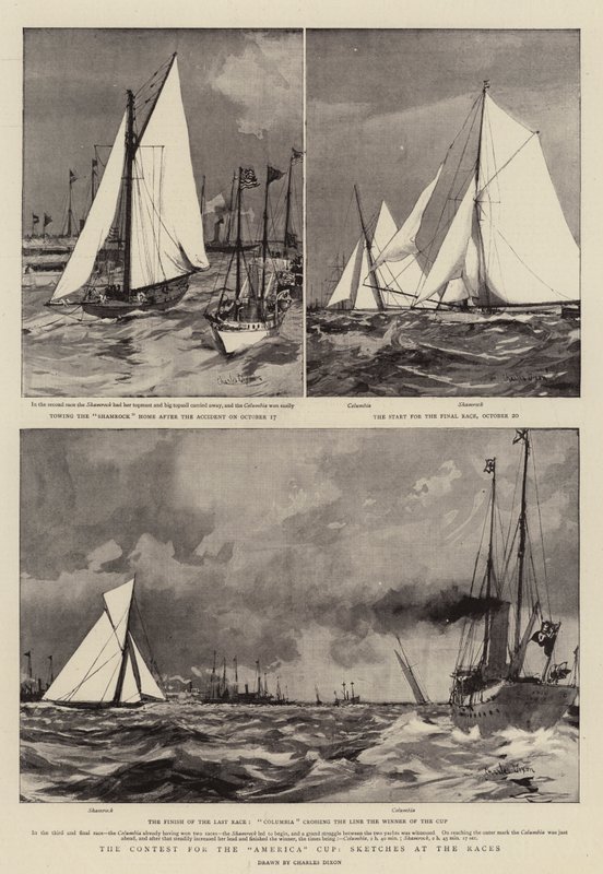 Der Wettbewerb um den America Cup, Skizzen bei den Rennen von Charles Edward Dixon