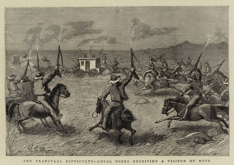 Die Transvaal-Schwierigkeit, loyale Buren empfangen einen bedeutenden Besucher von Charles Edwin Fripp