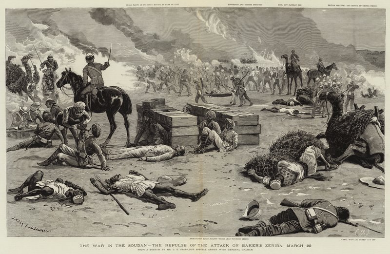 Der Krieg im Sudan, die Abwehr des Angriffs auf Bakers Zeriba, 22. März von Charles Edwin Fripp