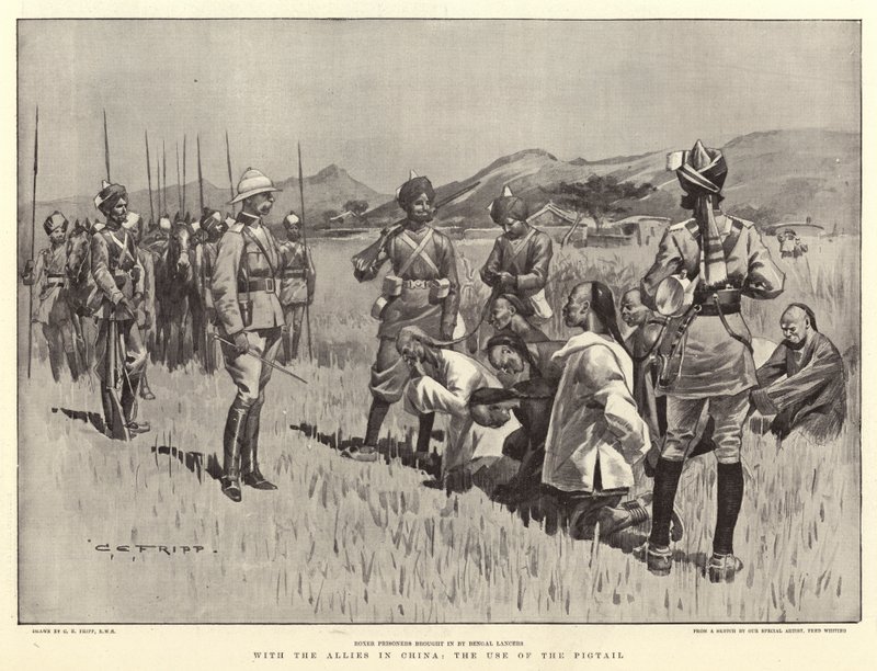 Mit den Alliierten in China, die Verwendung des Zopfes von Charles Edwin Fripp