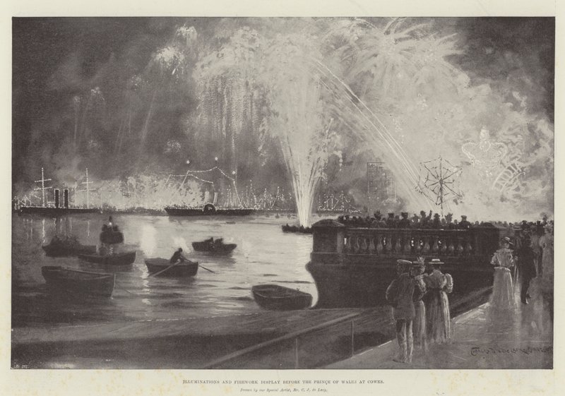 Illuminationen und Feuerwerk vor dem Prinzen von Wales in Cowes von Charles John de Lacy