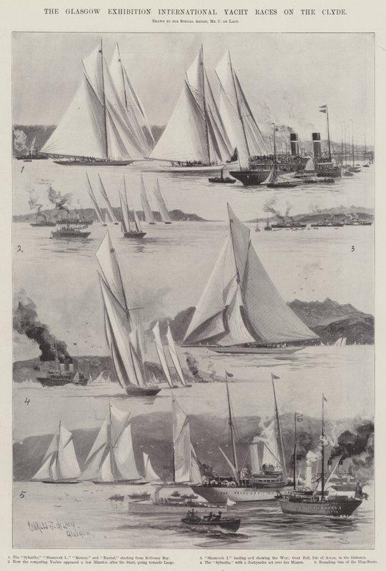 Die Glasgow-Ausstellung Internationale Yacht-Rennen auf dem Clyde von Charles John de Lacy
