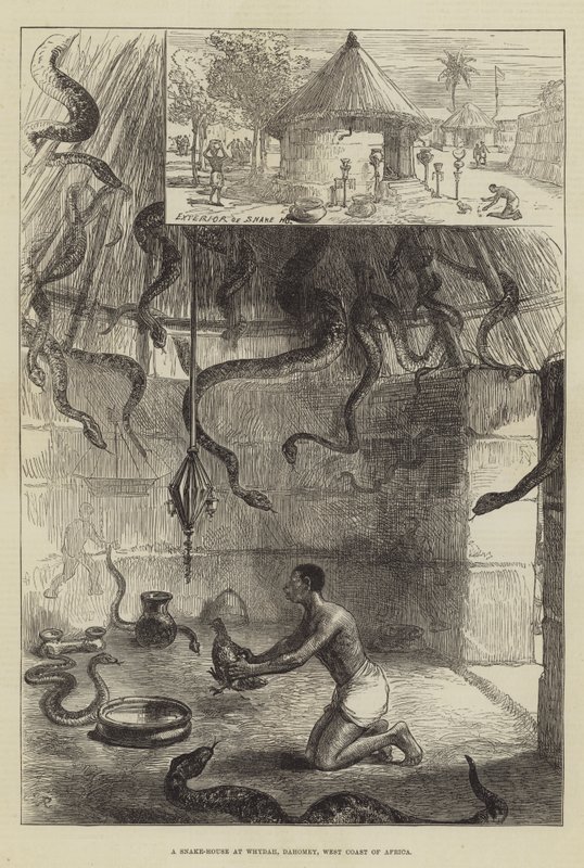 Ein Schlangenhaus in Whydah, Dahomey, Westafrika von Sir John Charles Robinson