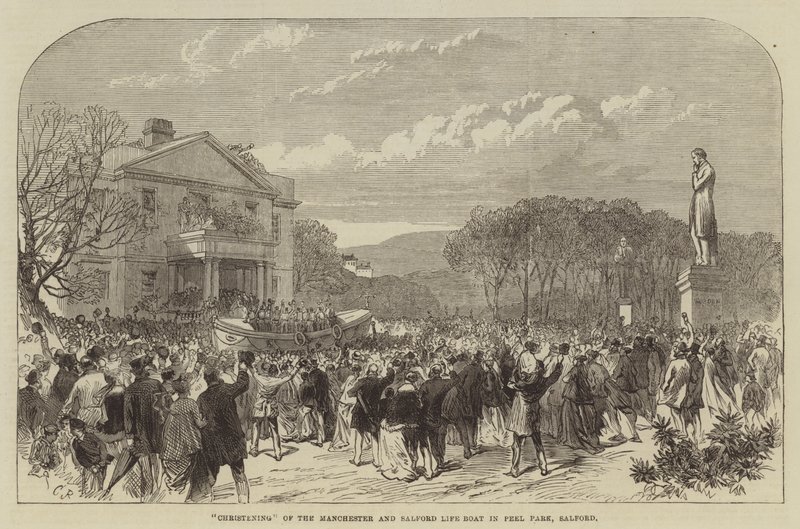 Taufe des Manchester und Salford Rettungsbootes im Peel Park, Salford von Sir John Charles Robinson