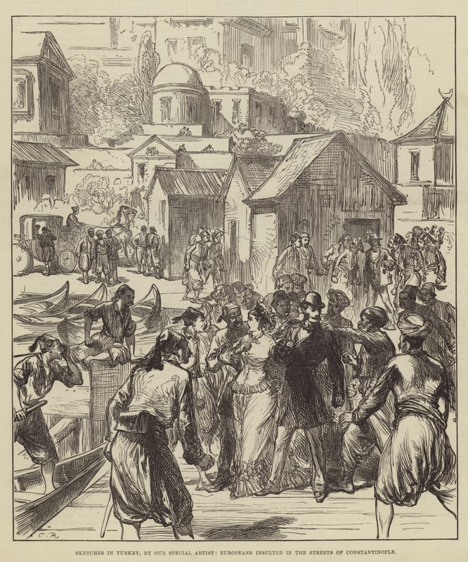 Skizzen in der Türkei, Europäer auf den Straßen von Konstantinopel beleidigt von Sir John Charles Robinson