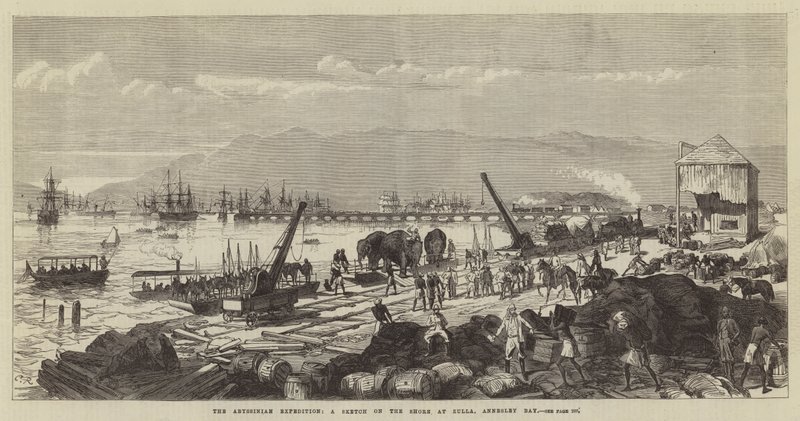 Die abessinische Expedition, eine Skizze am Ufer von Zulla, Annesley Bay von Sir John Charles Robinson