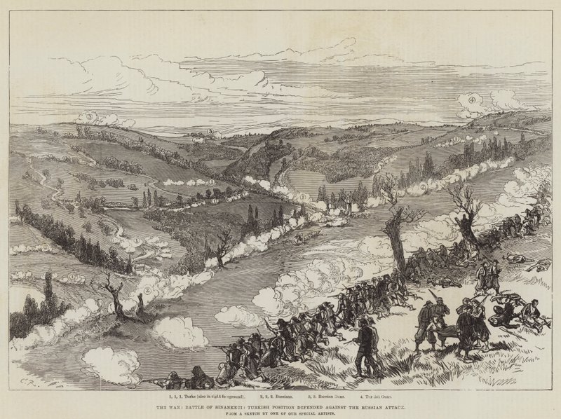 Der Krieg, Schlacht von Sinankeui, türkische Position verteidigt gegen den russischen Angriff von Sir John Charles Robinson