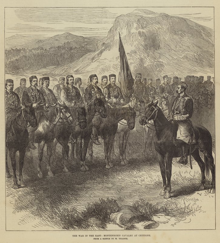 Der Krieg im Osten, montenegrinische Kavallerie in Cettigne von Charles Yriarte