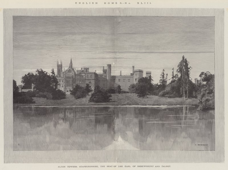 Englische Häuser, Alton Towers, Staffordshire, der Sitz des Earl of Shrewsbury und Talbot von Charles Auguste Loye