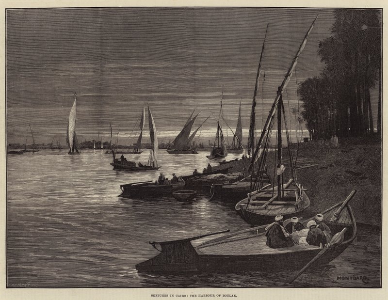 Skizzen in Kairo, der Hafen von Boulak von Charles Auguste Loye