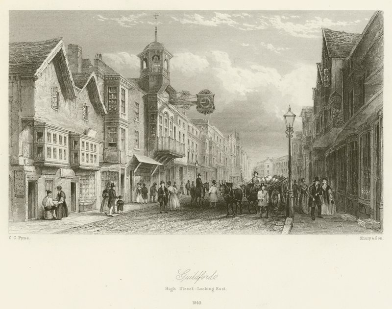 Guildford, High Street, Blick nach Osten, 1840 von Charles Claude Pyne