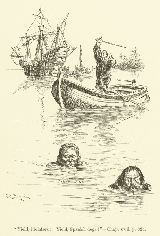 Illustration für „Westward Ho!“ von Charles Kingsley (Gravur) von Charles Edmund Brock