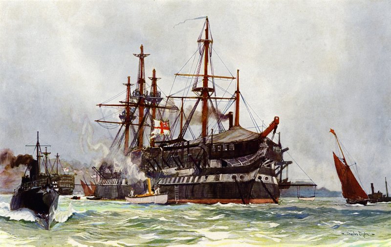 Die Alte Unversöhnliche (Duguay Trouin) in Devonport, 1901 von Charles Edward Dixon