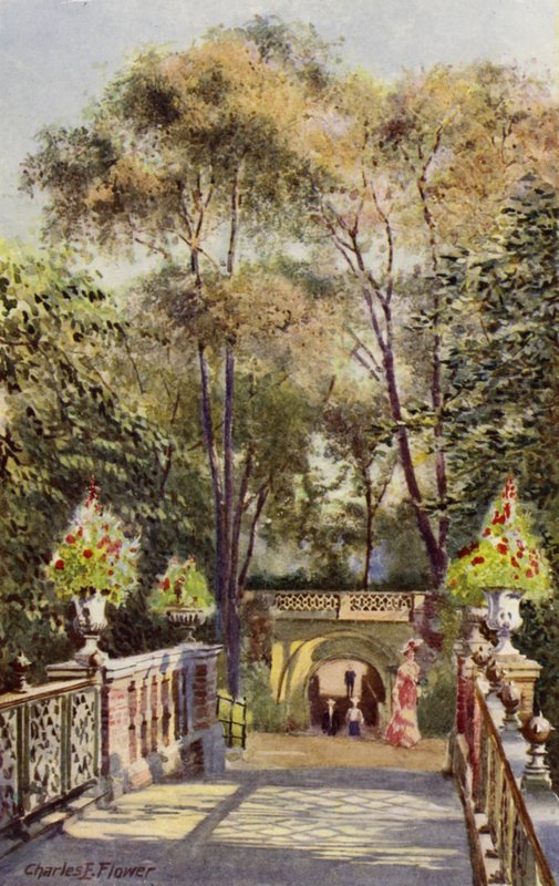 Londoner Zoo: Tunnel, von der Kanalbrücke (Farblithografie) von Charles Edwin Flower