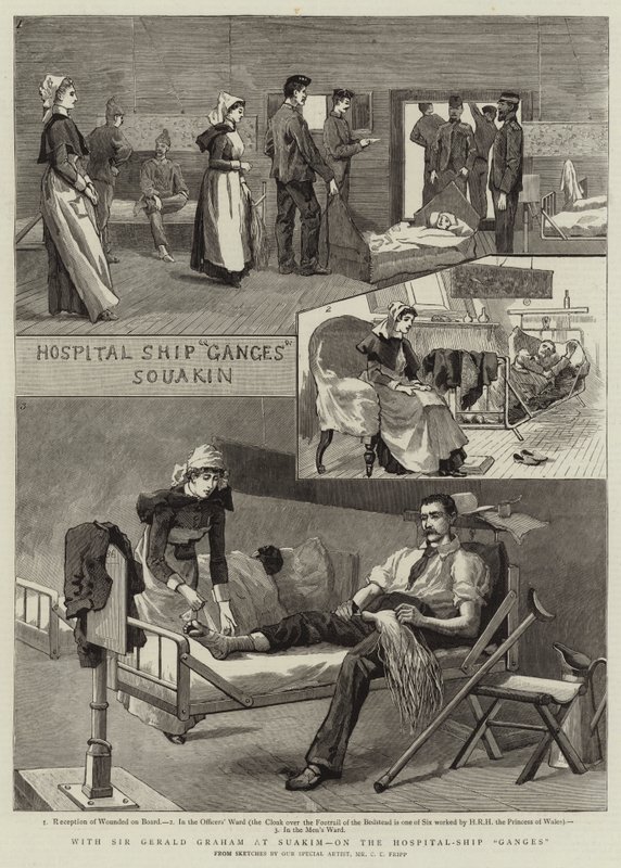 Mit Sir Gerald Graham in Suakim, auf dem Hospitalschiff Ganges von Charles Edwin Fripp