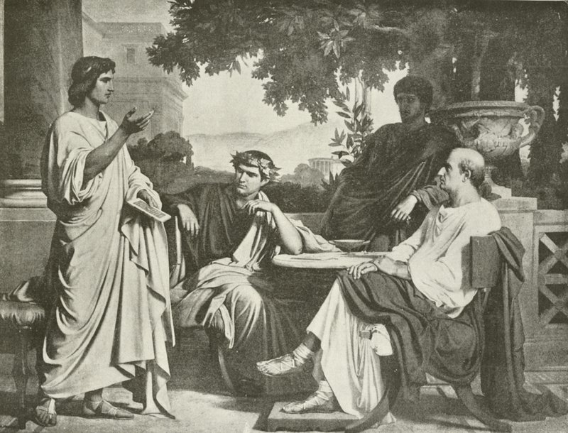 Vergil, Horaz und Varius im Haus von Maecenas (Gravur) von Charles François Jalabert