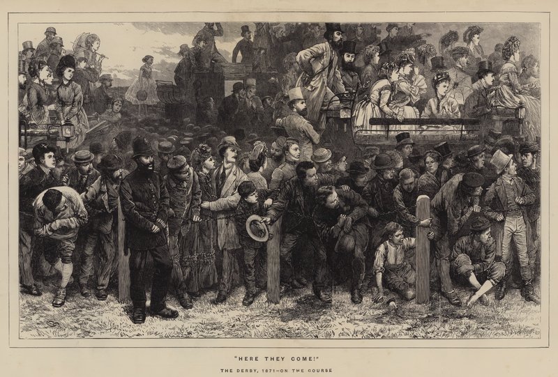Hier kommen sie!, das Derby, 1871, Auf der Rennbahn von Charles Green
