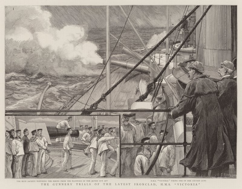 Die Schießversuche des neuesten Panzerschiffs, HMS Victoria von Charles J. Staniland