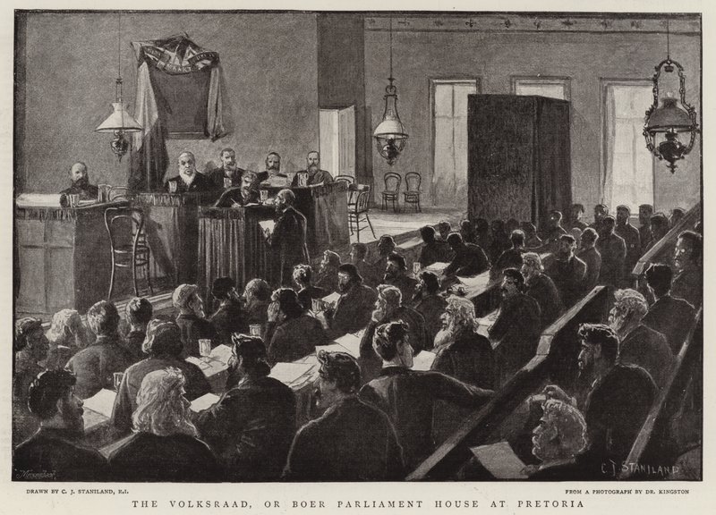 Das Volksraad, oder Boer-Parlamentshaus in Pretoria von Charles J. Staniland