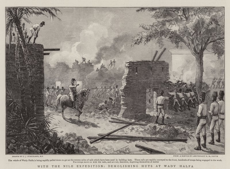 Mit der Nil-Expedition, Hütten in Wady Halfa abreißen von Charles J. Staniland