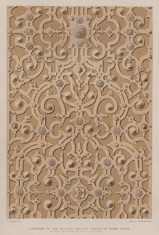 Ein Teil der Galerie-Decke, Charlton House, Wilts, die Decke ist 17 Fuß breit und etwa 115 Fuß lang von Charles James Richardson