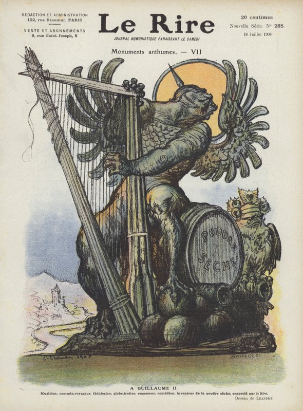 Karikatur von Kaiser Wilhelm II. von Deutschland. Illustration für Le Rire von Charles Leandre
