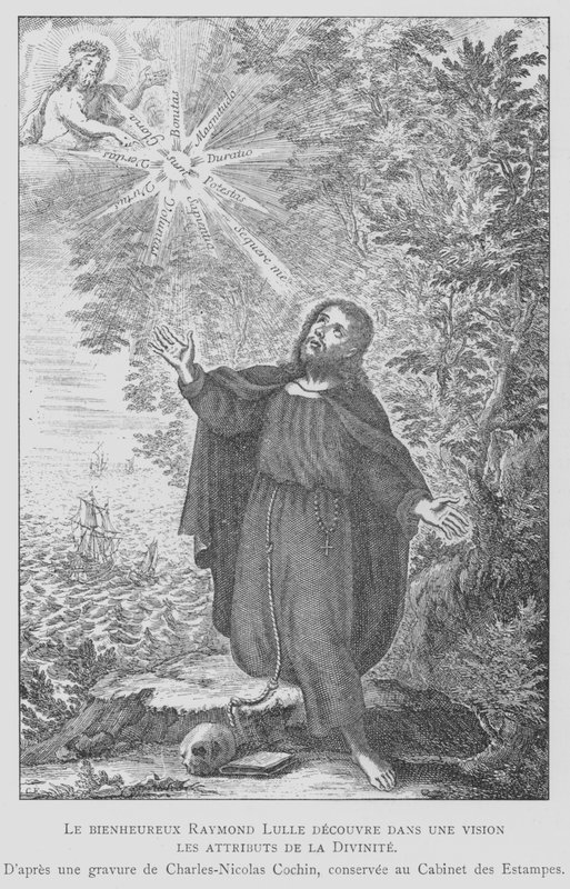 Der spanische Philosoph Ramon Llull entdeckt die Attribute der Göttlichkeit in einer Vision von Charles Nicolas II (after) Cochin