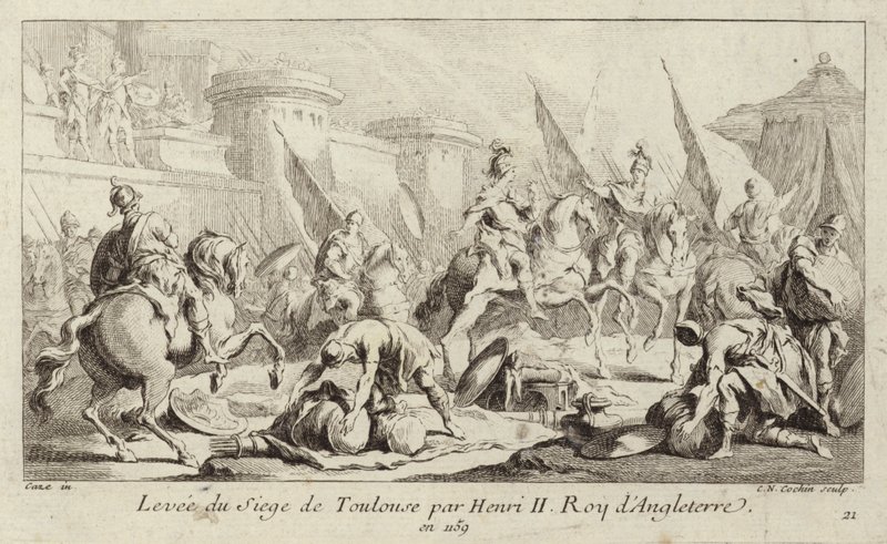 König Heinrich II. von England hebt die Belagerung von Toulouse auf von Charles Nicolas II Cochin