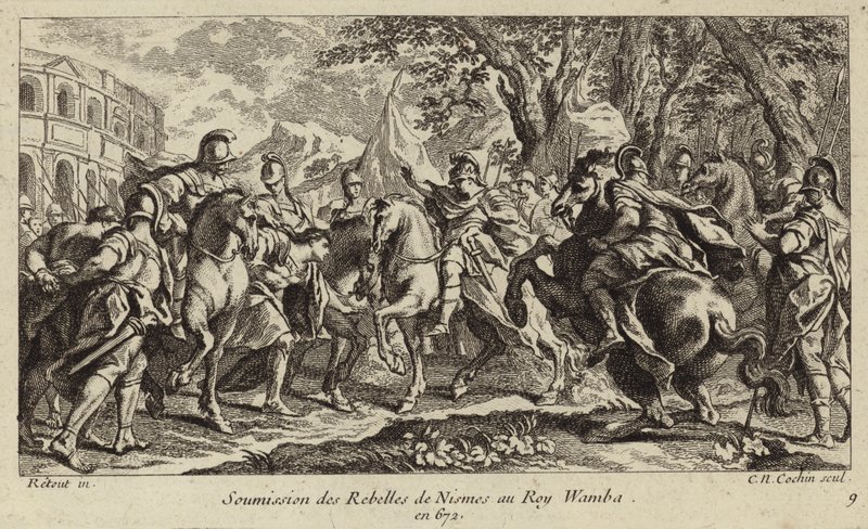 Unterwerfung der Rebellen von Nîmes vor Wamba, König der Westgoten, 672 von Charles Nicolas II Cochin