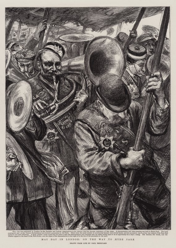 Maifeiertag in London, auf dem Weg zum Hyde Park von Charles Paul Renouard