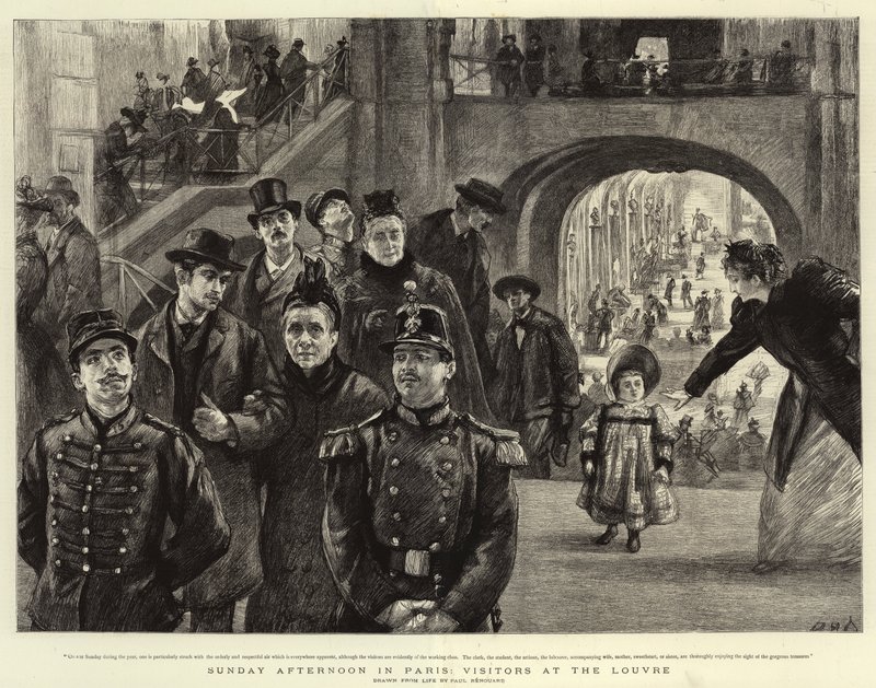 Sonntagnachmittag in Paris, Besucher im Louvre von Charles Paul Renouard