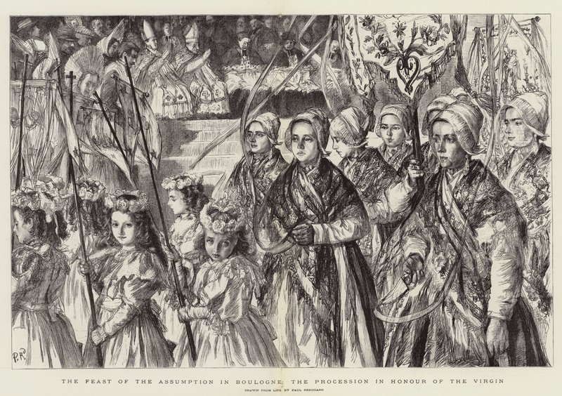 Das Fest der Himmelfahrt in Boulogne, die Prozession zu Ehren der Jungfrau von Charles Paul Renouard