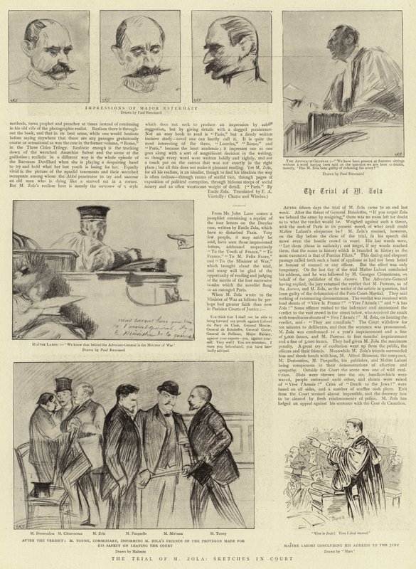 Der Prozess gegen M. Zola, Skizzen im Gericht von Charles Paul Renouard