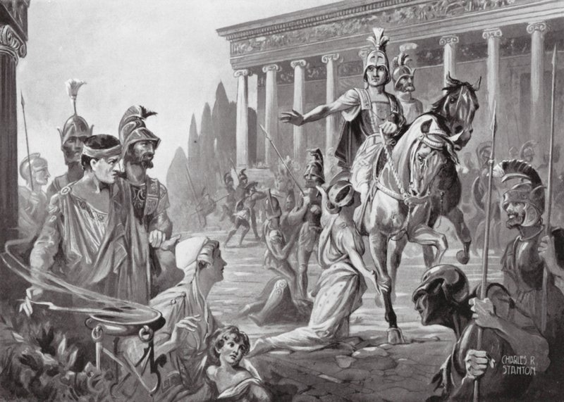 Alexander bei der Plünderung von Theben, 335 v. Chr. von Charles Rebel Stanton