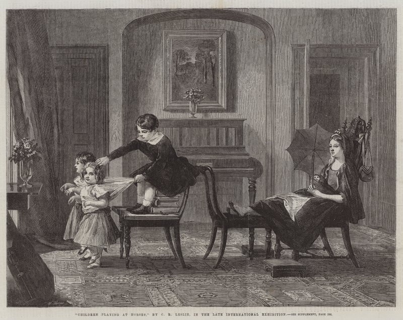 Kinder spielen Pferde, in der späten Internationalen Ausstellung von Charles Robert Leslie