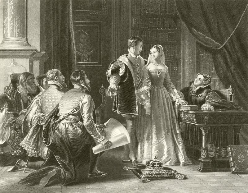 Lady Jane Greys Widerwillen, die Krone anzunehmen von Charles Robert Leslie