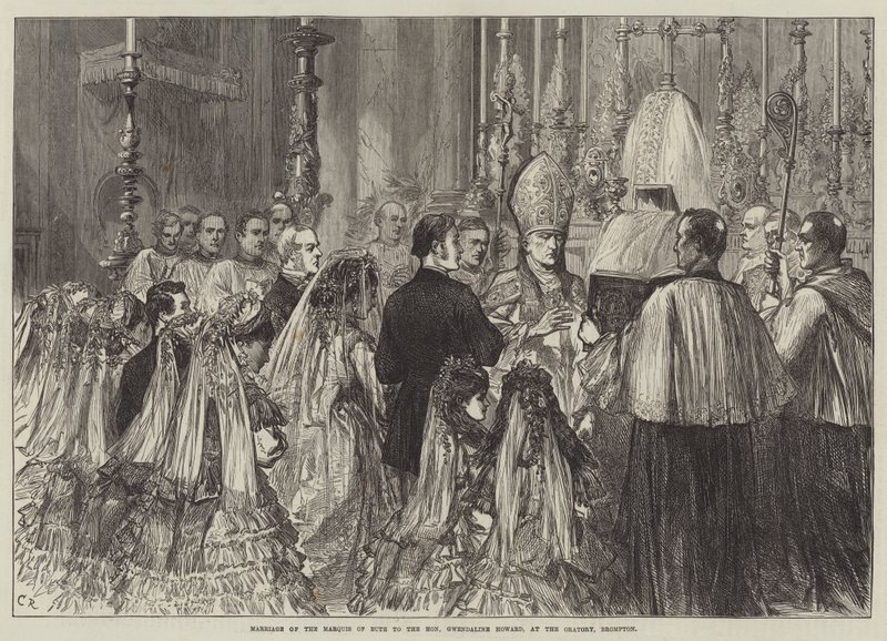 Hochzeit des Marquis von Bute mit der Ehrenwerten Gwendaline Howard, in der Oratorienkirche, Brompton von Sir John Charles Robinson