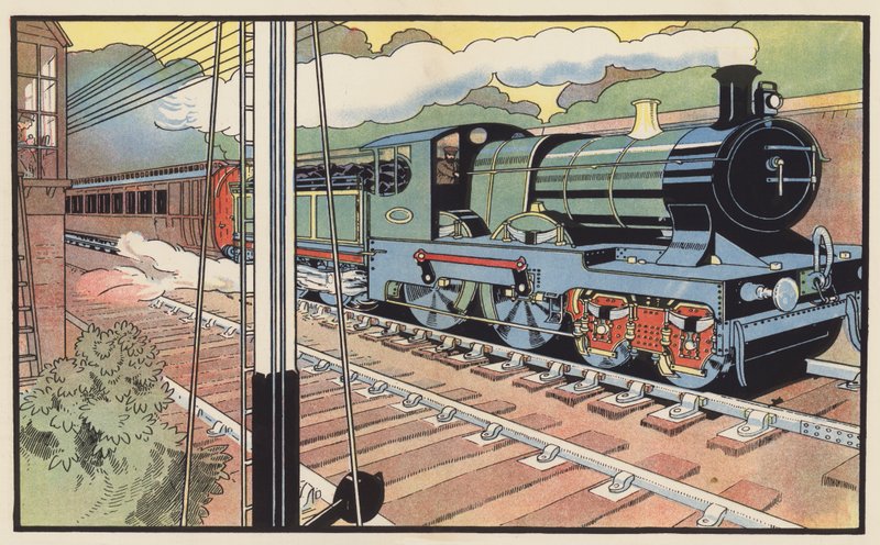 Der Schnellzug passiert ein Stellwerk von Charles Robinson